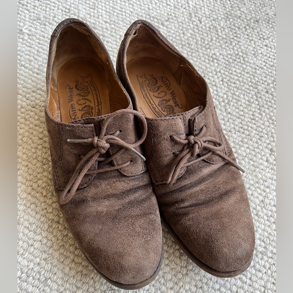 Nine West Brown Suede Oxford Shoes